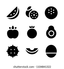 9 Fruits icons vector set. tasty, delicious, ingredient and juicy illustration for web.