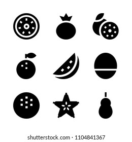 9 Fruits icons vector set. vector, kiwi, sweet and brown illustration for web.