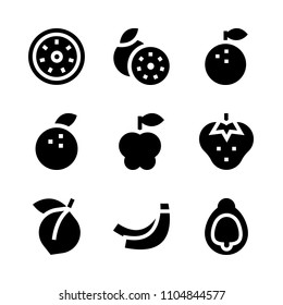 9 Fruits icons vector set. segment, studio, part and clementine illustration for web.