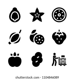 9 Fruits icons vector set. shape, part, shopping and purchase illustration for web.