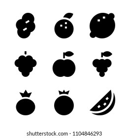 9 Fruits icons vector set. healthy, slice, citrus and refreshing illustration for web.