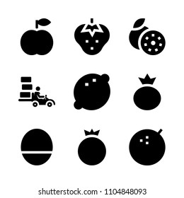 9 Fruits icons vector set. section, shop, delivery and above illustration for web.