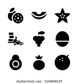 9 Fruits icons vector set. online, abstract, dieting and clipping path illustration for web.