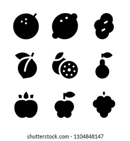 9 Fruits icons vector set. abstract, healthy, apple and icon illustration for web.