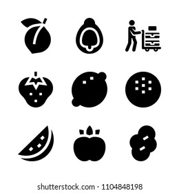 9 Fruits icons vector set. whole, hobby, shop and icon illustration for web.