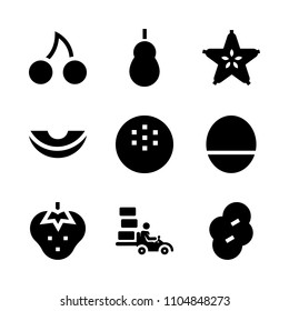 9 Fruits icons vector set. red, oil, beautiful and prune illustration for web.
