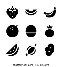 9 Fruits icons vector set. meal, hedge, man and segment illustration for web.