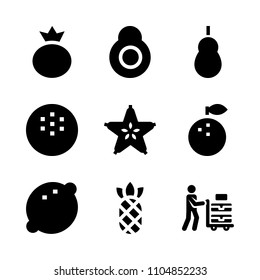9 Fruits icons vector set. studio, asian, purchase and snacks illustration for web.