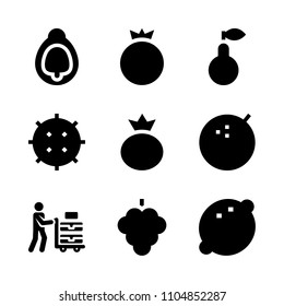 9 Fruits icons vector set. tree, cutout, design and chinese illustration for web.