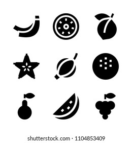 9 Fruits icons vector set. delicious, apricot, coco and summer illustration for web.