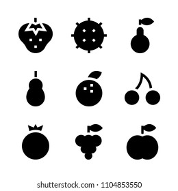 9 Fruits icons vector set. nature, clipping, yellow and three illustration for web.