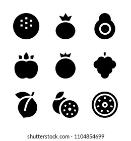 9 Fruits icons vector set. break, vector, mix and brown illustration for web.
