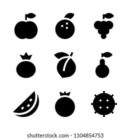 9 Fruits icons vector set. bunch, organic, one and mix illustration for web.