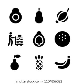 9 Fruits icons vector set. apple, cart, ananas and nature illustration for web.