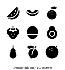 9 Fruits icons vector set. design, apricot, snacks and golden illustration for web.