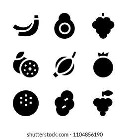 9 Fruits icons vector set. work, dessert, nutrition and coconut illustration for web.