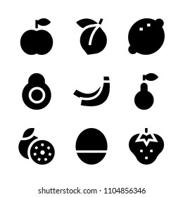 9 Fruits icons vector set. vegetarian, juice, dieting and sour illustration for web.
