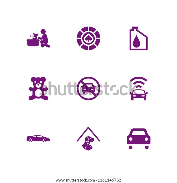 9 fun icons in vector set. casino,\
toy, dog and car illustration for web and graphic\
design