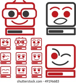 9 funny computer signs. vector