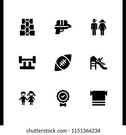 9 game icons in vector set. child, playground, sports and competition and medal illustration for web and graphic design