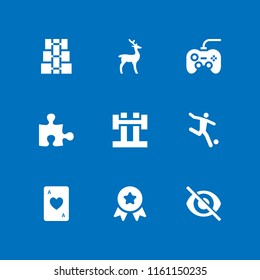 9 game icons in vector set. hunt, sports and competition, hide and ace of hearts illustration for web and graphic design