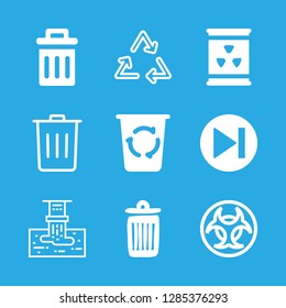 9 garbage icons with recycle and biohazard in this set