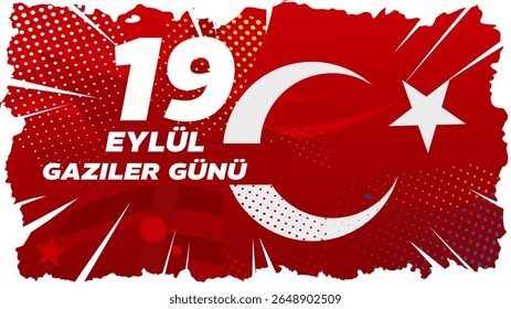 9 Eylül Gaziler Günü, September 19 Veterans Day =banner, poster, vector illustration