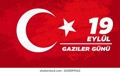 9 Eylül Gaziler Günü, September 19 Veterans Day  - banner, poster, vector illustration