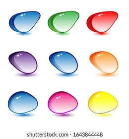 9 Iconos del botón Gem stone brillantes coloridos para sitios web o juegos.