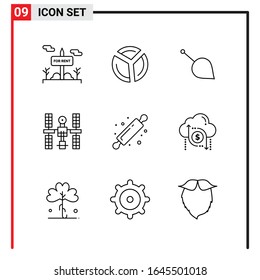 9 General Icons for website design print and mobile apps. 9 Outline Symbols Signs Isolated on White Background. 9 Icon Pack.