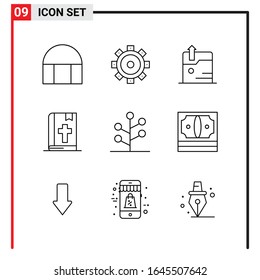 9 General Icons for website design print and mobile apps. 9 Outline Symbols Signs Isolated on White Background. 9 Icon Pack.