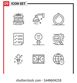 9 General Icons for website design print and mobile apps. 9 Outline Symbols Signs Isolated on White Background. 9 Icon Pack.