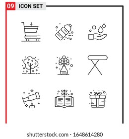 9 General Icons for website design print and mobile apps. 9 Outline Symbols Signs Isolated on White Background. 9 Icon Pack.