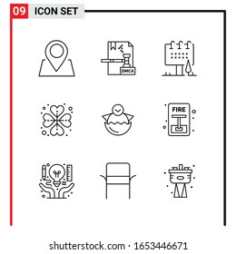 9 Allgemeine Symbole für Webdesign-Druck und mobile Apps. 9 Symbole einzeln auf weißem Hintergrund. 9 Icon Pack.