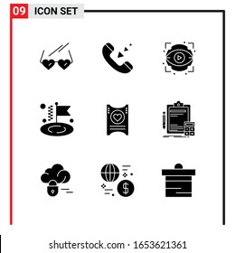 9 General Icons for website design print and mobile apps. 9 Glyph Symbols Signs Isolated on White Background. 9 Icon Pack.