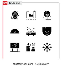 9 Allgemeine Symbole für Webdesign-Druck und mobile Apps. 9 Symbole der Glyphe einzeln auf weißem Hintergrund. 9 Icon Pack.