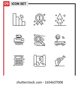 9 General Icons for website design print and mobile apps. 9 Outline Symbols Signs Isolated on White Background. 9 Icon Pack.