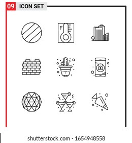9 General Icons for website design print and mobile apps. 9 Outline Symbols Signs Isolated on White Background. 9 Icon Pack.