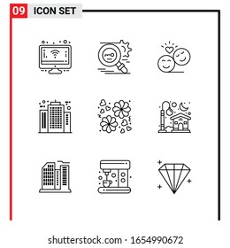 9 General Icons for website design print and mobile apps. 9 Outline Symbols Signs Isolated on White Background. 9 Icon Pack.