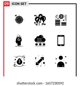 9 General Icons for website design print and mobile apps. 9 Glyph Symbols Signs Isolated on White Background. 9 Icon Pack.