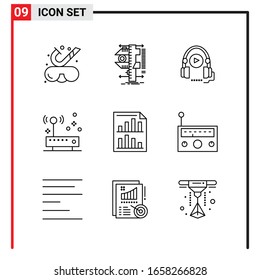 9 General Icons for website design print and mobile apps. 9 Outline Symbols Signs Isolated on White Background. 9 Icon Pack.