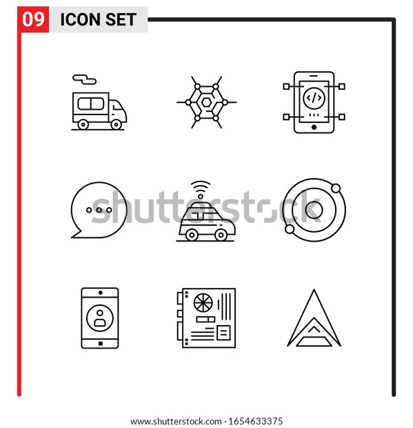 9 General Icons for website design print and mobile\
apps. 9 Outline Symbols Signs Isolated on White Background. 9 Icon\
Pack.