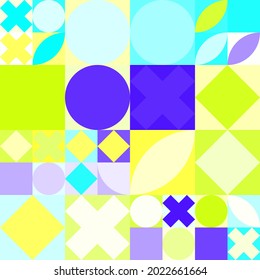 9 Geometry minimalistic electric style seamless pattern with rectangles, squares, circles, simple shape and figure. Abstract vector design template for web banner, corporate identity, print fabric.