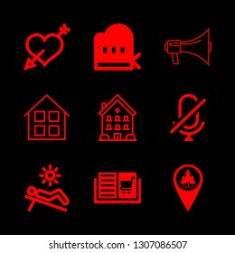 9 girl icons with home and mitten in this set