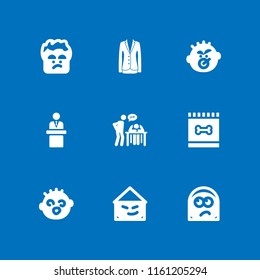 9 girl icons in vector set. faint, miserly, sceptic and teacher illustration for web and graphic design