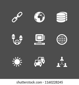 9 global icons in vector set. globe, climate, www and traffic illustration for web and graphic design
