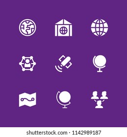 9 globe icon set with networking, network and ozone layer vector illustration for graphic design and web