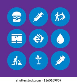 9 gloves icons in vector set. burglar, garden, vaccine and person fight punch illustration for web and graphic design