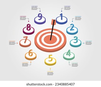 Plantilla de objetivo 9 para infografía para presentación de 9 elementos