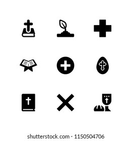 9 god icons in vector set. holy, last supper, cross and christ illustration for web and graphic design